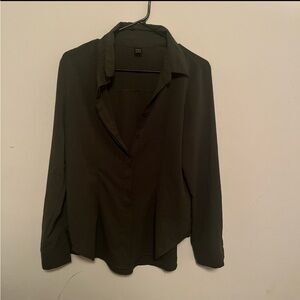 SHEIN Black Fitted Long Sleeve Button Down Blouse